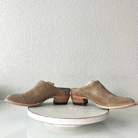 Lane Plain Jane Mule Womens 7 Latte Suede Cowboy Boots Western Slip On Short - Picture 7 of 12
